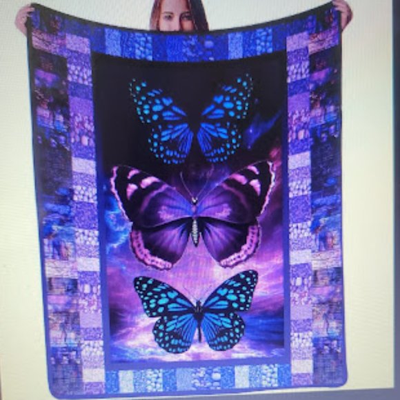 Beautiful, Extra Soft Butterfly Flannel Blanket in Purples, Blues, Pinks 59"x78" - Picture 1 of 5